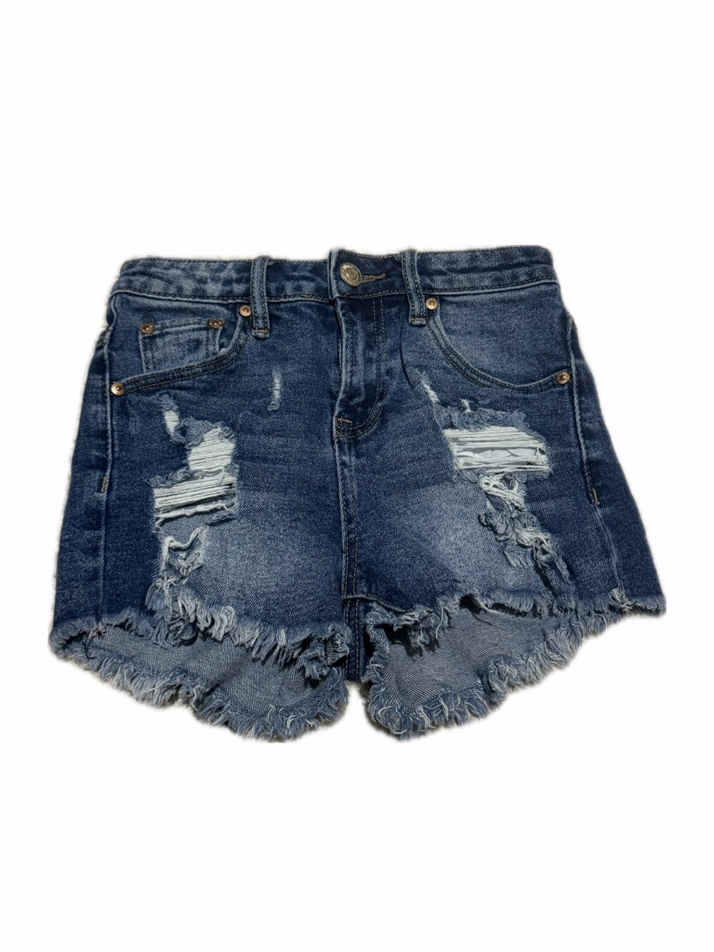 Almost Famous Distressed Dark Blue Denim Shorts